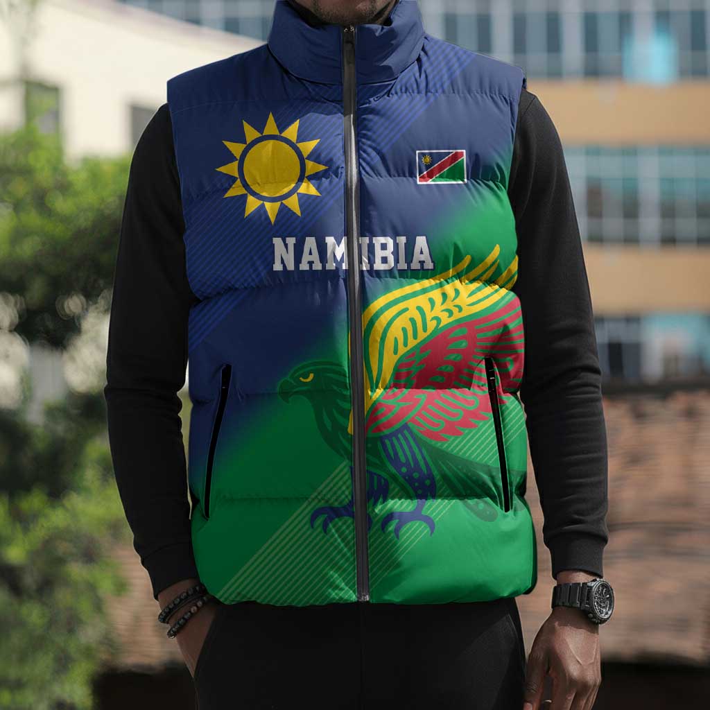 Custom Rugby African Namibia Sleeveless Puffer Jacket Welwitschias African Fish Eagle