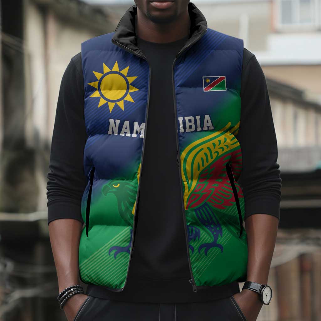 Custom Rugby African Namibia Sleeveless Puffer Jacket Welwitschias African Fish Eagle