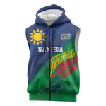 Custom Rugby African Namibia Sleeveless Zip Hoodie Welwitschias African Fish Eagle - African Pride