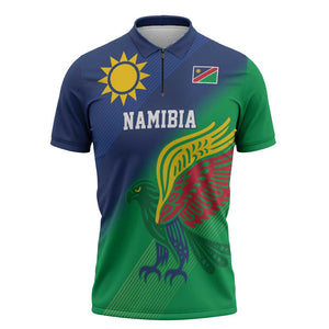 Custom Rugby African Namibia Zipper Polo Shirt Welwitschias African Fish Eagle