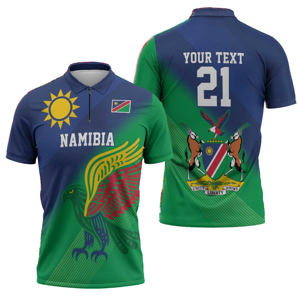 Custom Rugby African Namibia Zipper Polo Shirt Welwitschias African Fish Eagle