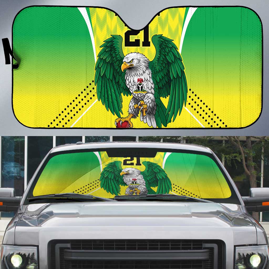 Custom Cricket African Nigeria Auto Sun Shade Najeriya Yellow Greens Eagle
