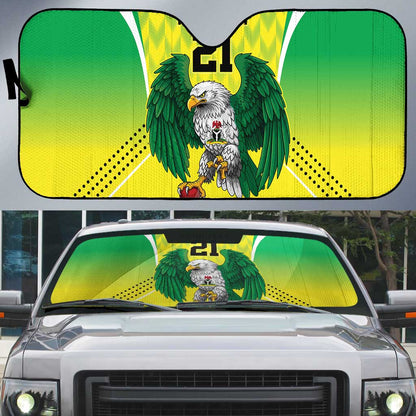Custom Cricket African Nigeria Auto Sun Shade Najeriya Yellow Greens Eagle