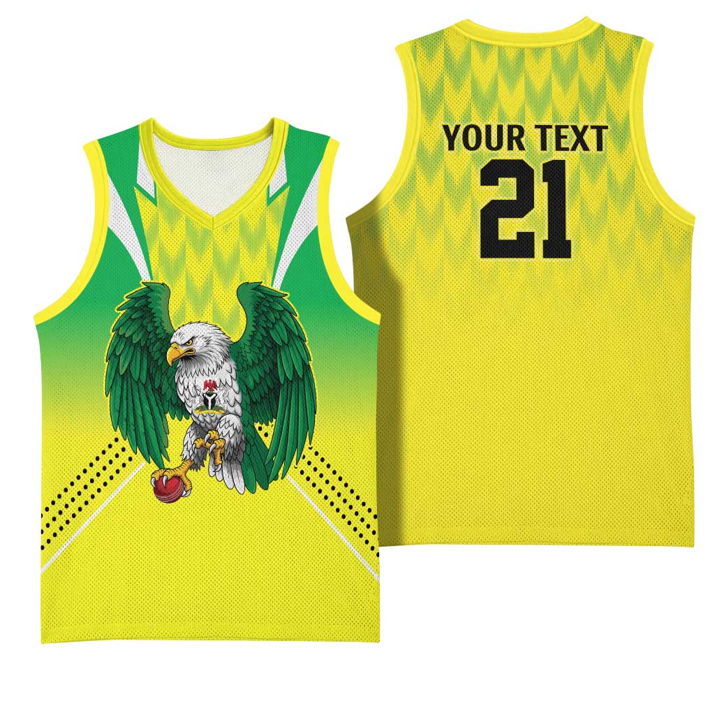 Custom Cricket African Nigeria Basketball Jersey Najeriya Yellow Greens Eagle LT9