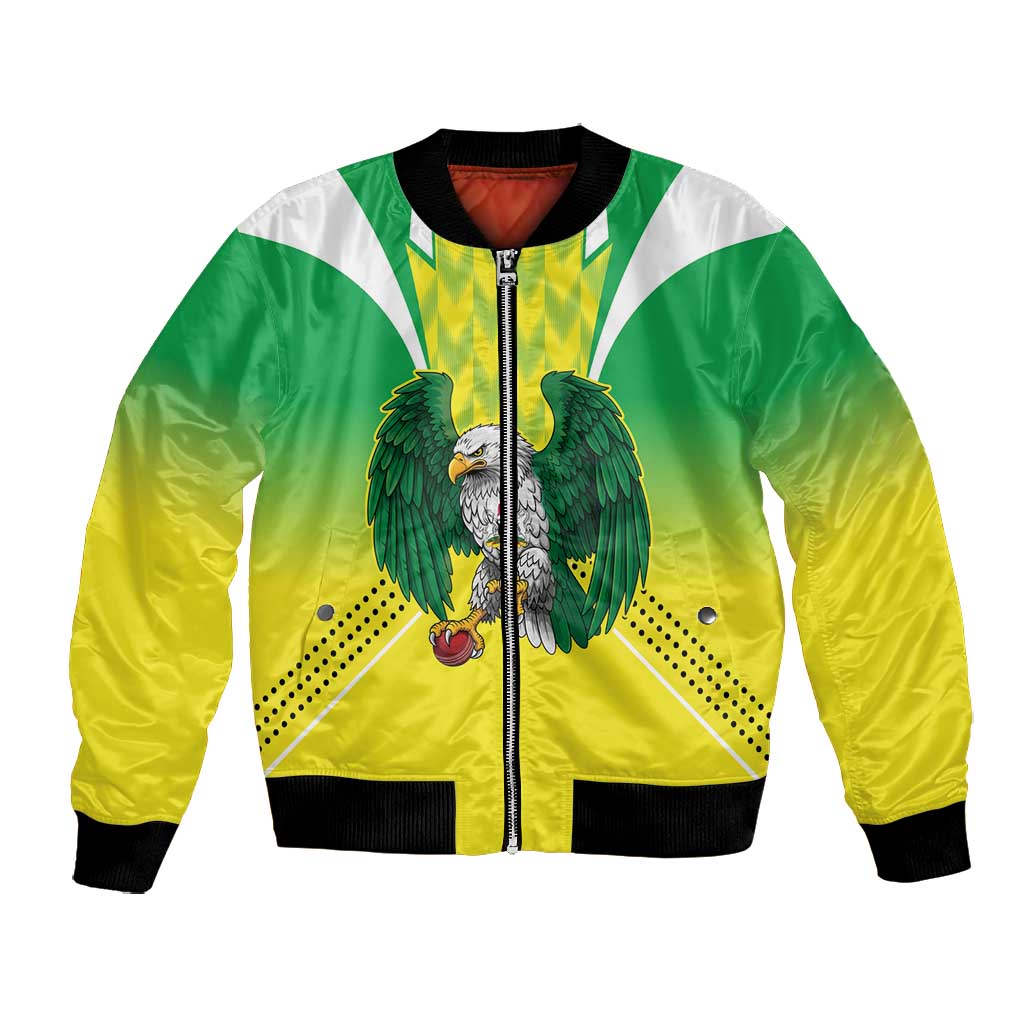 Custom Cricket African Nigeria Bomber Jacket Najeriya Yellow Greens Eagle - African Pride
