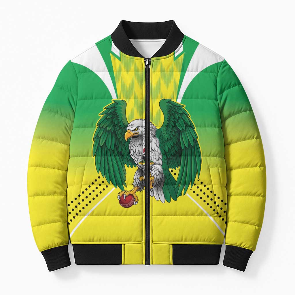Custom Cricket African Nigeria Bomber Puffer Jacket Najeriya Yellow Greens Eagle
