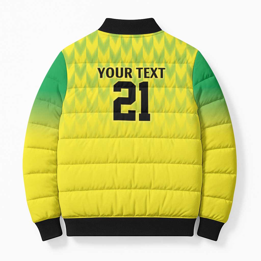 Custom Cricket African Nigeria Bomber Puffer Jacket Najeriya Yellow Greens Eagle