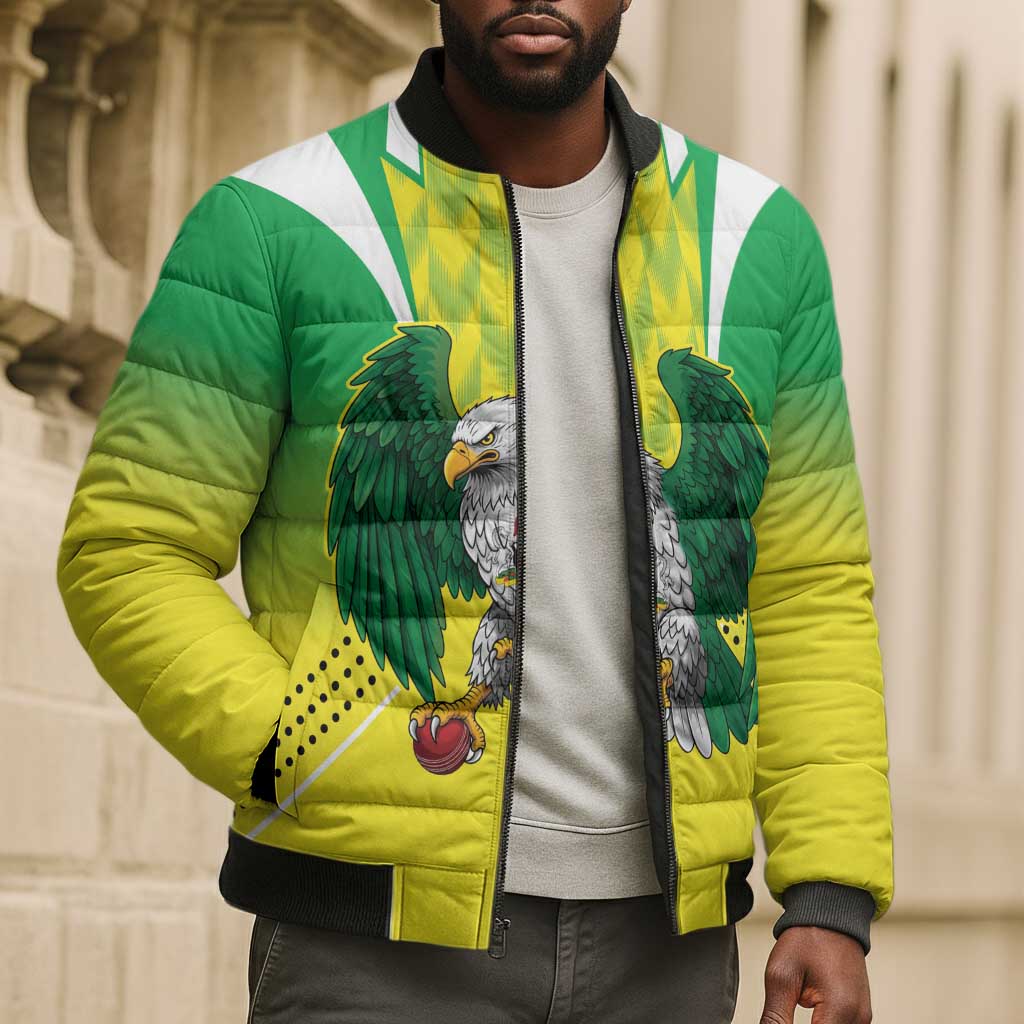 Custom Cricket African Nigeria Bomber Puffer Jacket Najeriya Yellow Greens Eagle