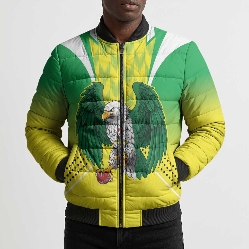 Custom Cricket African Nigeria Bomber Puffer Jacket Najeriya Yellow Greens Eagle