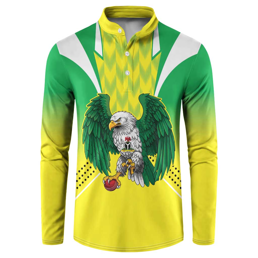 Custom Cricket African Nigeria Button Sweatshirt Najeriya Yellow Greens Eagle