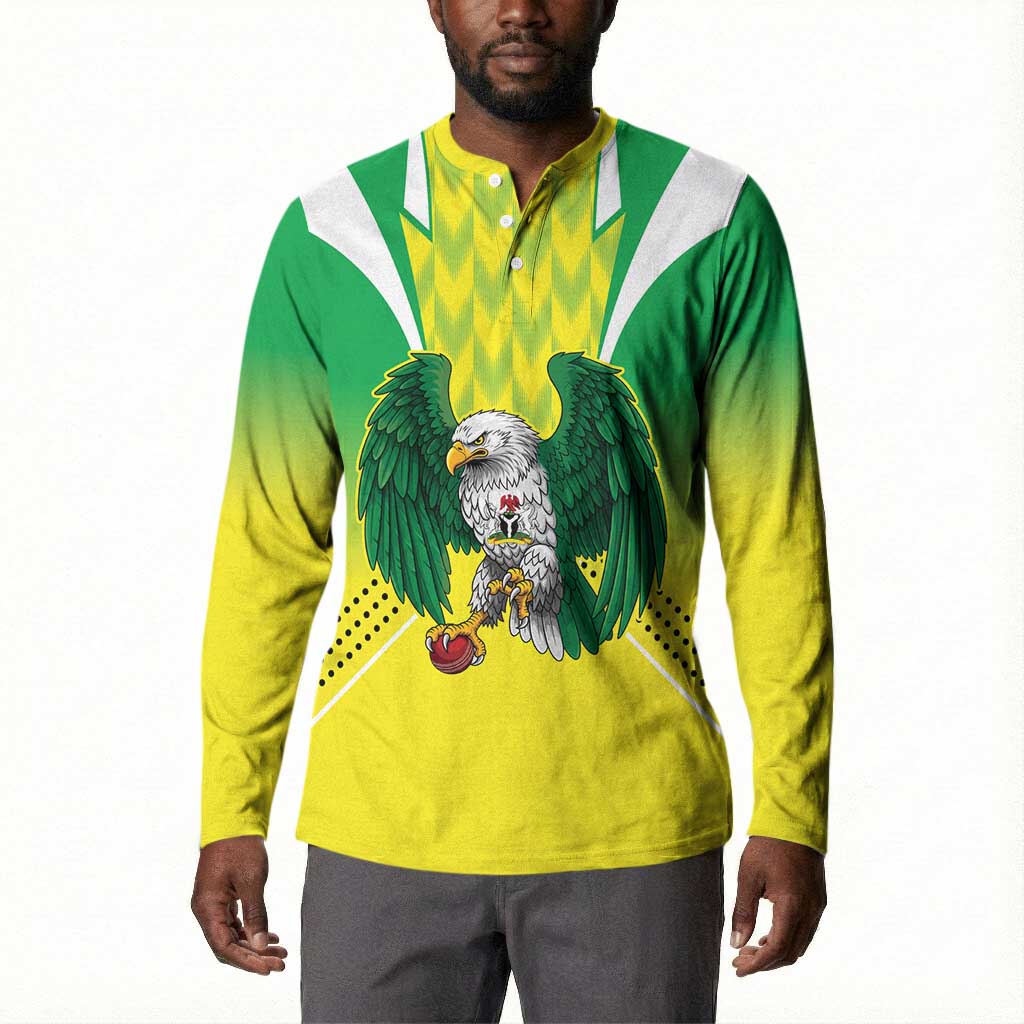 Custom Cricket African Nigeria Button Sweatshirt Najeriya Yellow Greens Eagle