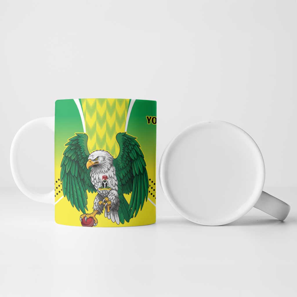 Custom Cricket African Nigeria Ceramic Mug Najeriya Yellow Greens Eagle
