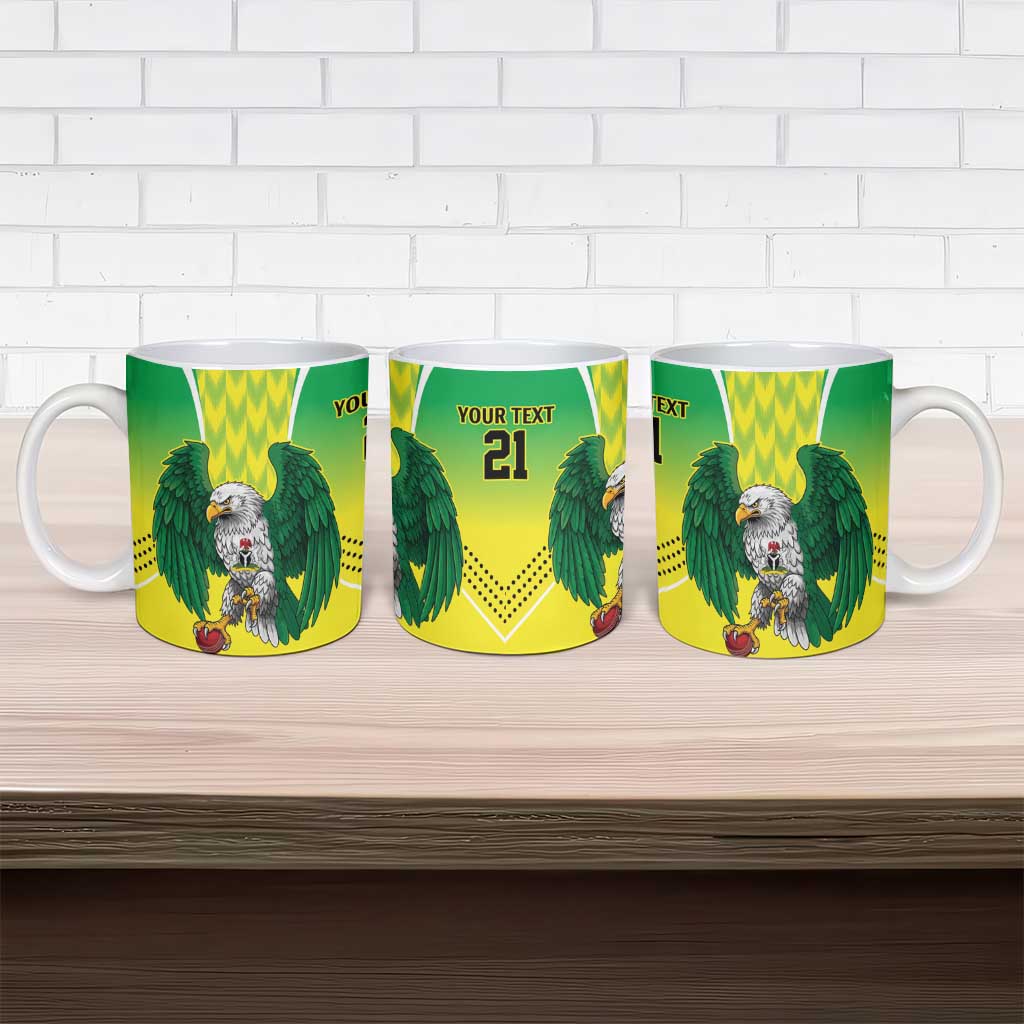 Custom Cricket African Nigeria Ceramic Mug Najeriya Yellow Greens Eagle