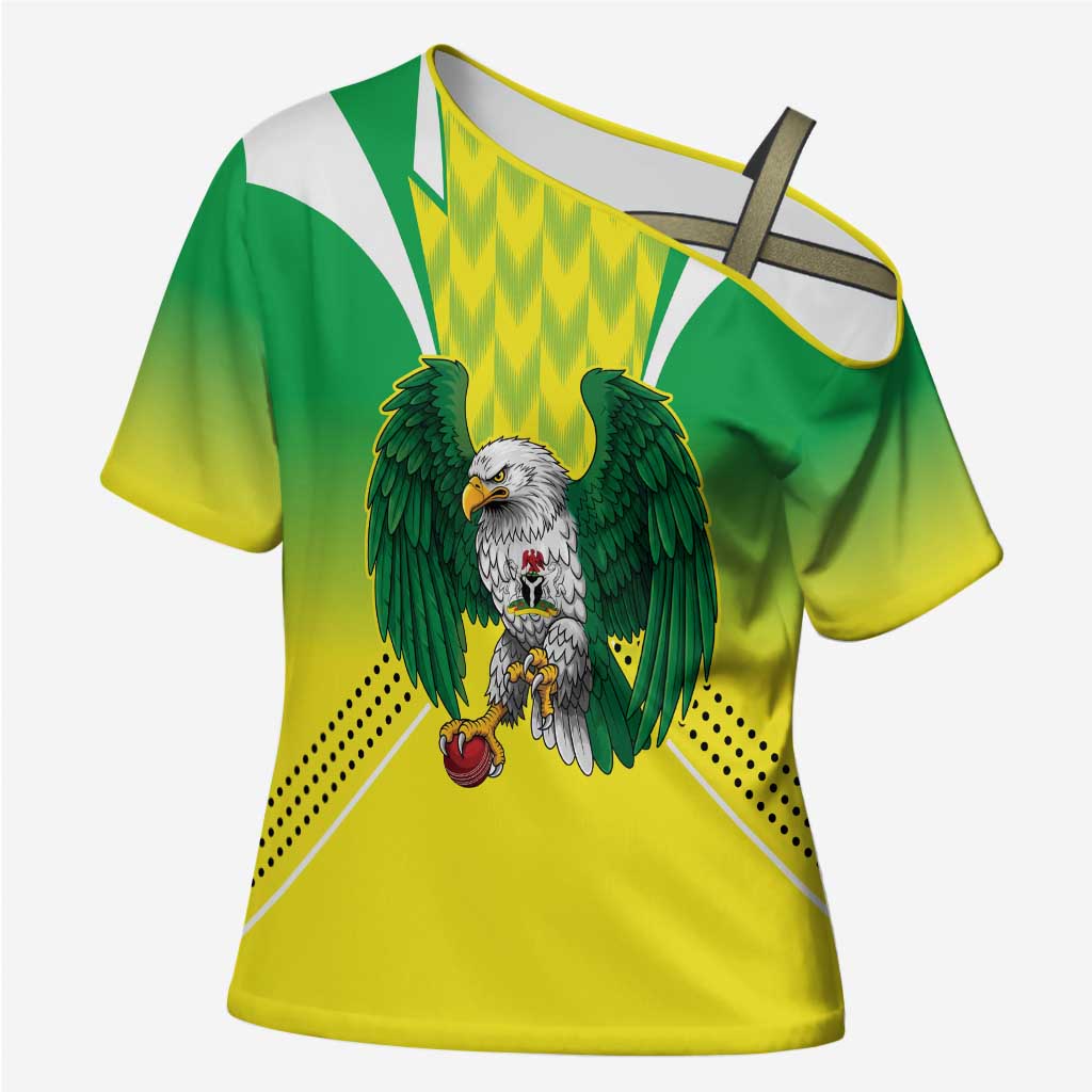 Custom Cricket African Nigeria Cross Shoulder Shirt Najeriya Yellow Greens Eagle