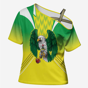 Custom Cricket African Nigeria Cross Shoulder Shirt Najeriya Yellow Greens Eagle