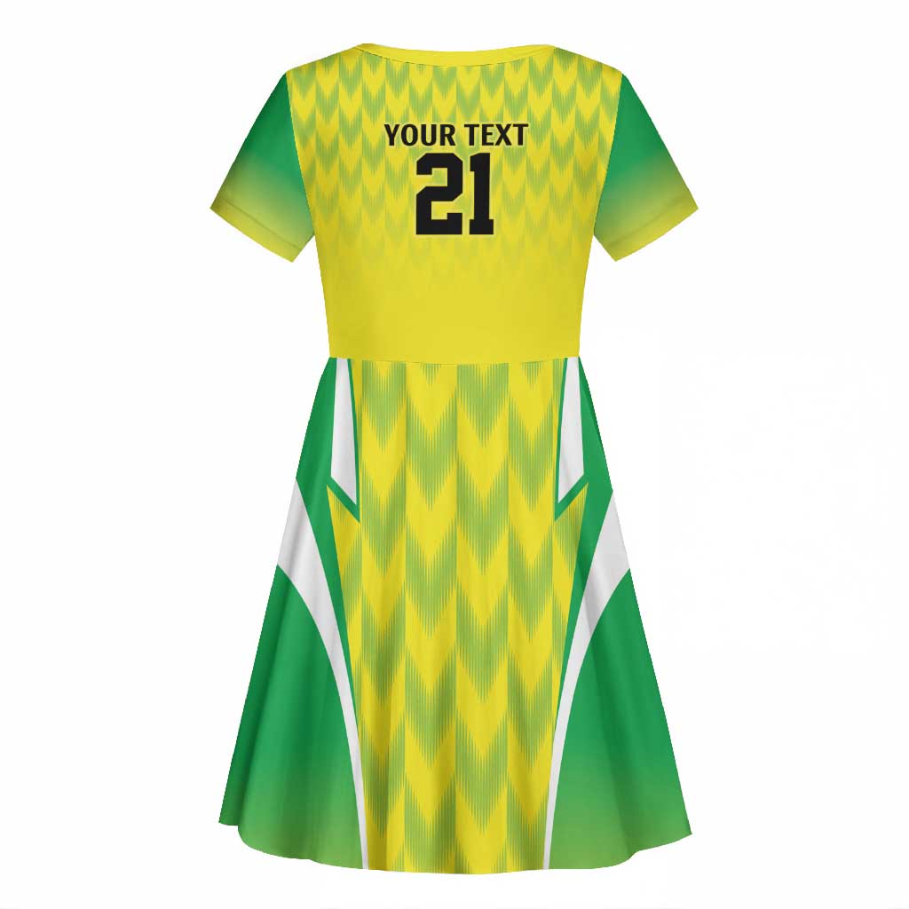 Custom Cricket African Nigeria Kid Short Sleeve Dress Najeriya Yellow Greens Eagle - African Pride