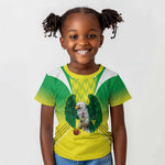 Custom Cricket African Nigeria Kid T shirt Najeriya Yellow Greens Eagle - African Pride