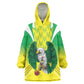 Custom Cricket African Nigeria Kid Wearable Blanket Hoodie Najeriya Yellow Greens Eagle - African Pride