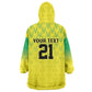 Custom Cricket African Nigeria Kid Wearable Blanket Hoodie Najeriya Yellow Greens Eagle - African Pride