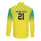 Custom Cricket African Nigeria Long Sleeve Button Shirt Najeriya Yellow Greens Eagle - African Pride