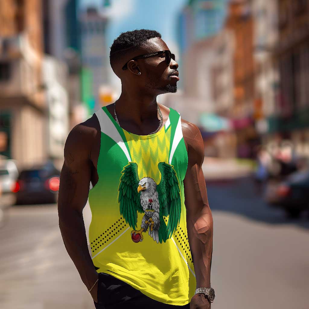 Custom Cricket African Nigeria Men Tank Top Najeriya Yellow Greens Eagle - African Pride