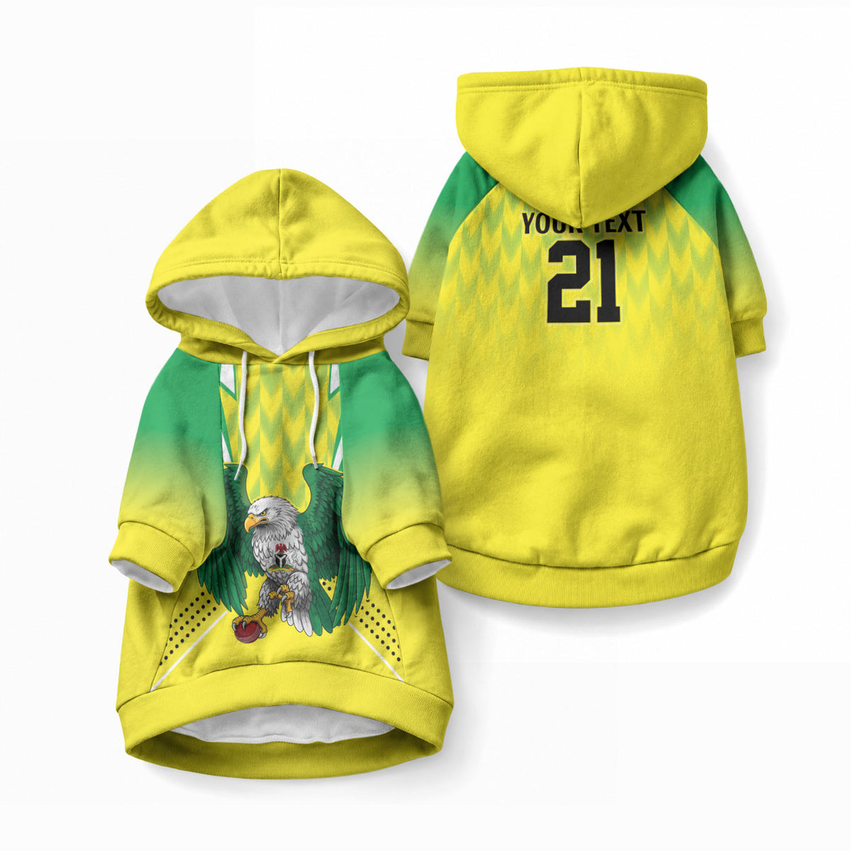 Custom Cricket African Nigeria Pet Hoodie Najeriya Yellow Greens Eagle
