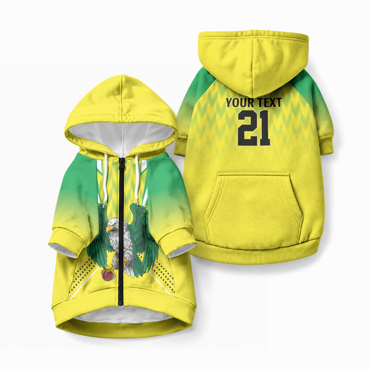 Custom Cricket African Nigeria Pet Hoodie Najeriya Yellow Greens Eagle