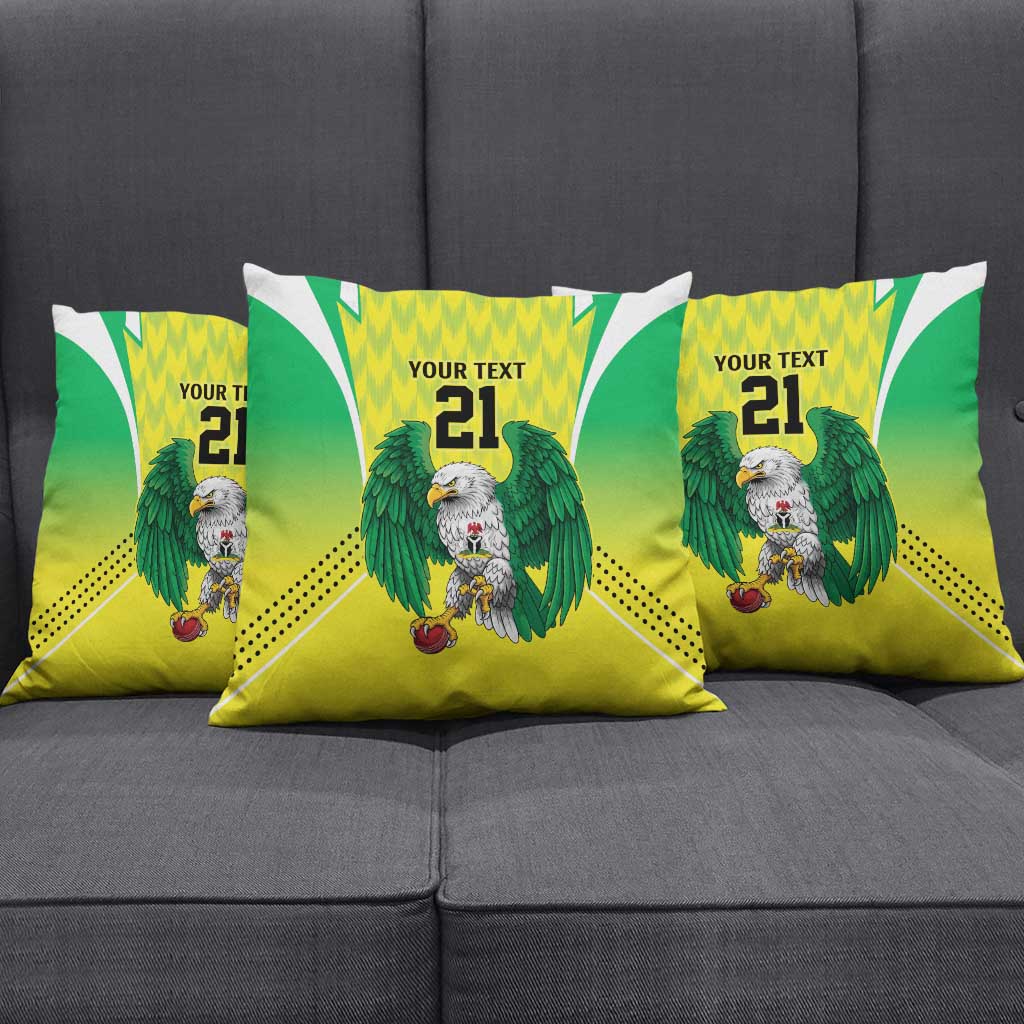 Custom Cricket African Nigeria Pillow Cover Najeriya Yellow Greens Eagle