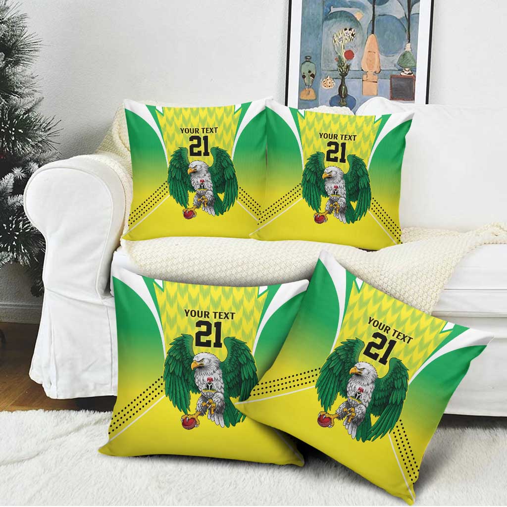 Custom Cricket African Nigeria Pillow Cover Najeriya Yellow Greens Eagle