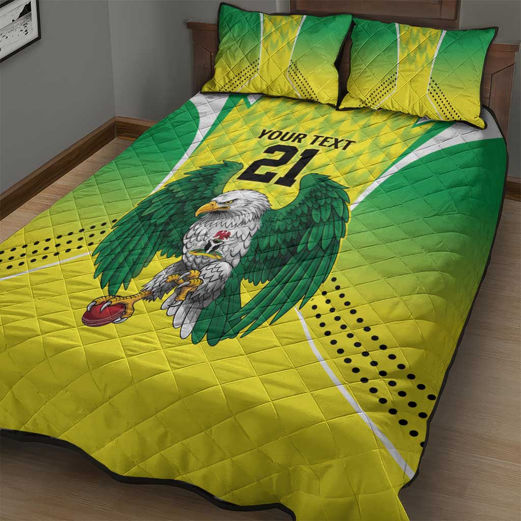 Custom Cricket African Nigeria Quilt Bed Set Najeriya Yellow Greens Eagle - African Pride