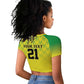 Custom Cricket African Nigeria Raglan Cropped T shirt Najeriya Yellow Greens Eagle - African Pride