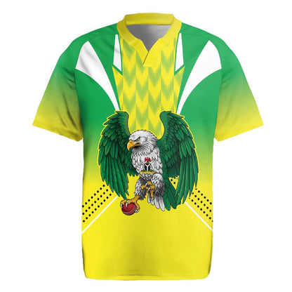 Custom Cricket African Nigeria Rugby Jersey Najeriya Yellow Greens Eagle - African Pride