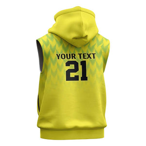 Custom Cricket African Nigeria Sleeveless Hoodie Najeriya Yellow Greens Eagle - African Pride