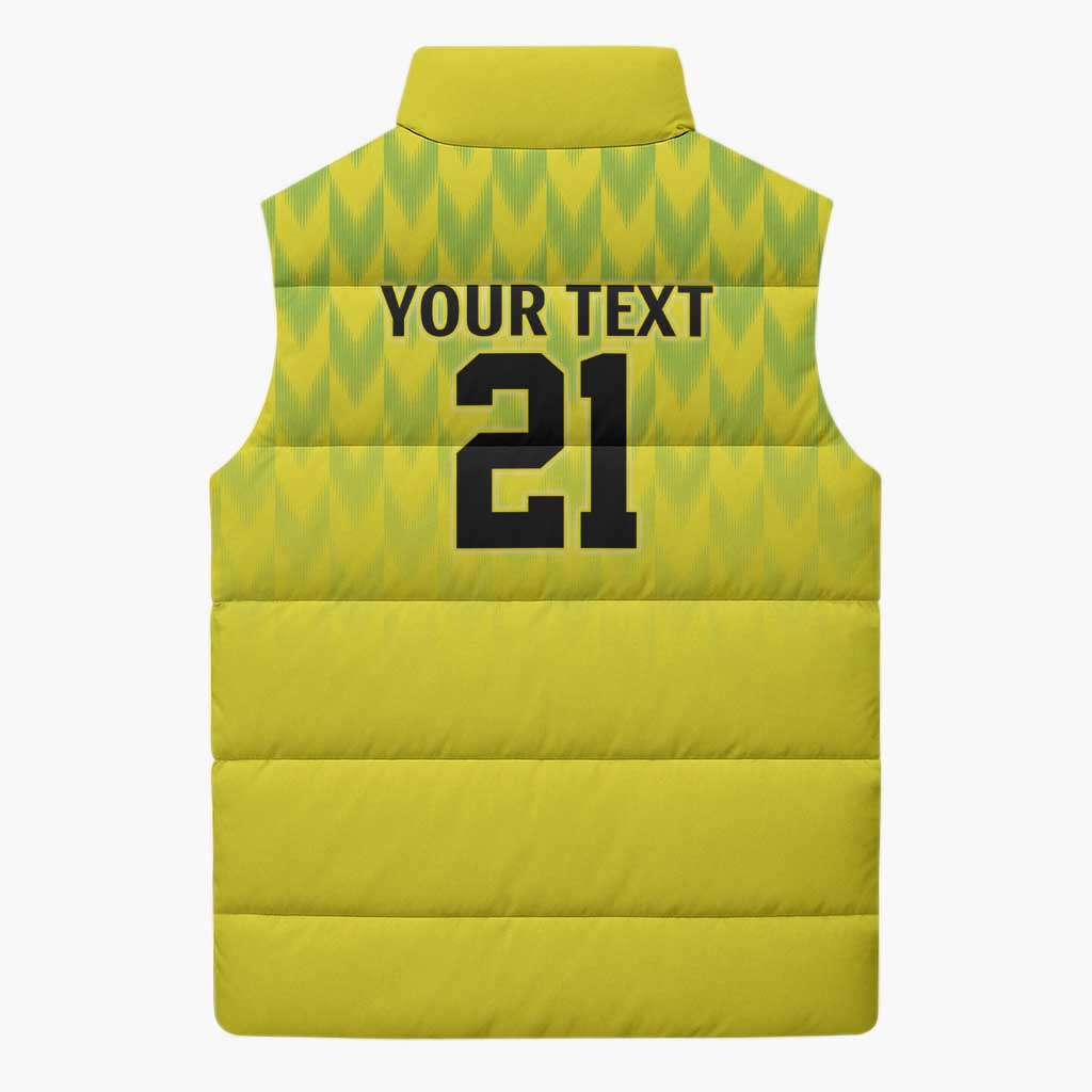 Custom Cricket African Nigeria Sleeveless Puffer Jacket Najeriya Yellow Greens Eagle