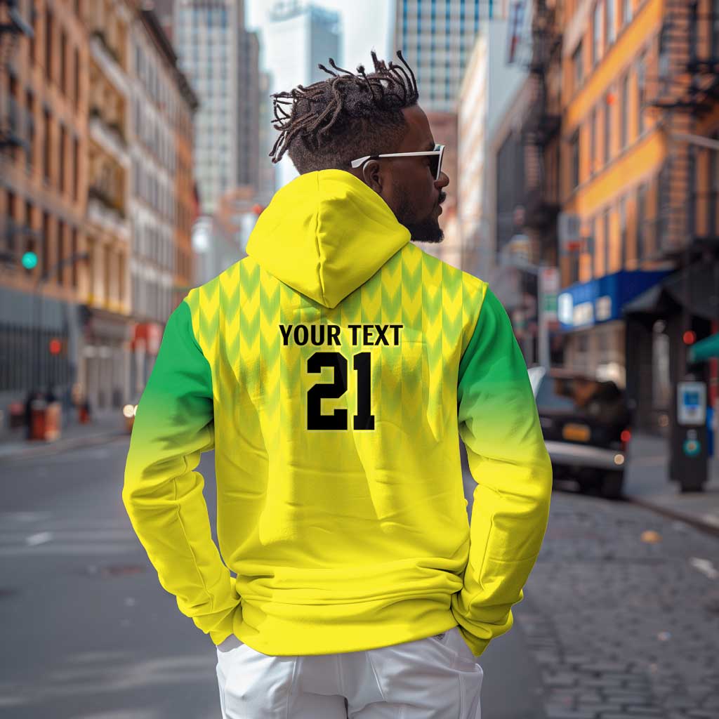 Custom Cricket African Nigeria Zip Hoodie Najeriya Yellow Greens Eagle - African Pride