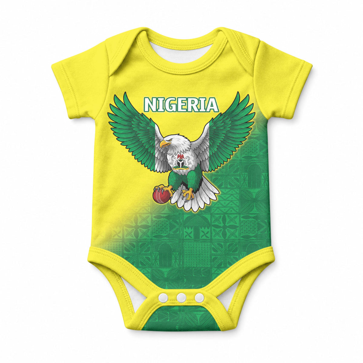 Custom Cricket African Nigeria Baby Onesie Najeriya Angry Eagle Flag Motif