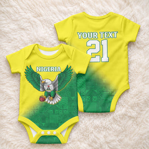 Custom Cricket African Nigeria Baby Onesie Najeriya Angry Eagle Flag Motif