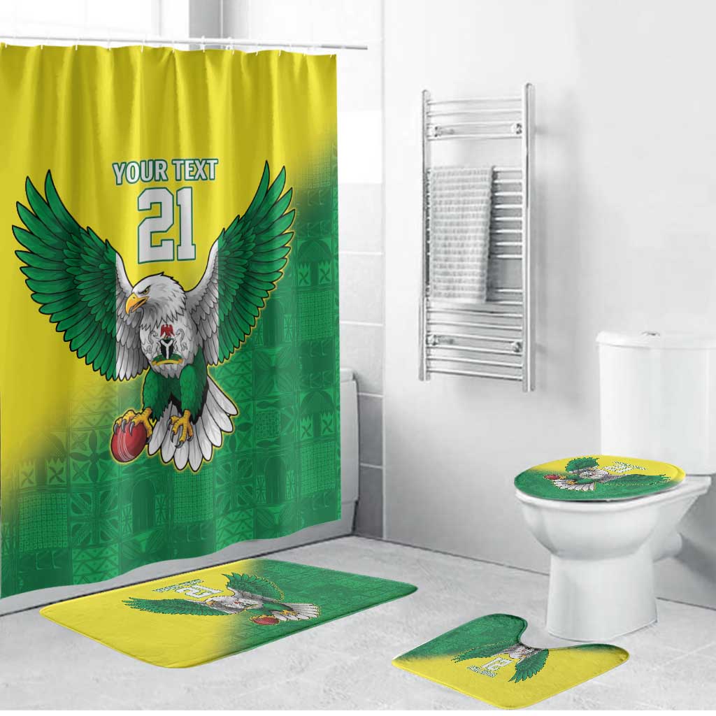 Custom Cricket African Nigeria Bathroom Set Najeriya Angry Eagle Flag Motif