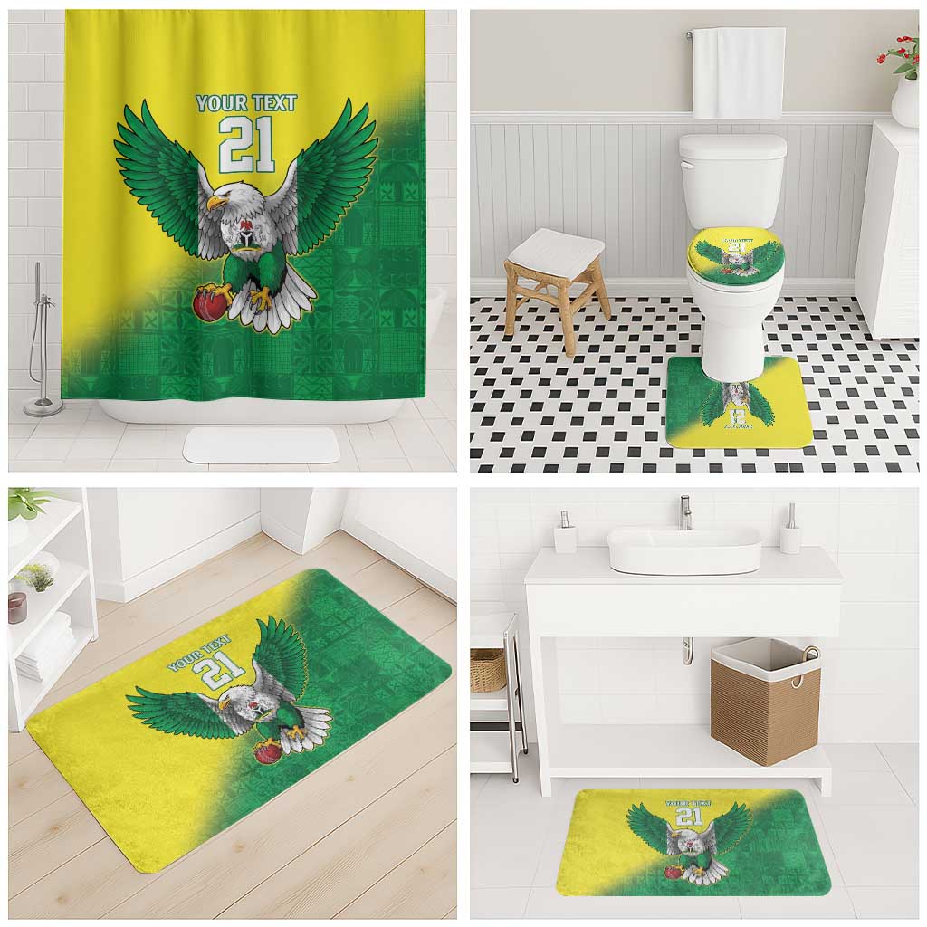 Custom Cricket African Nigeria Bathroom Set Najeriya Angry Eagle Flag Motif