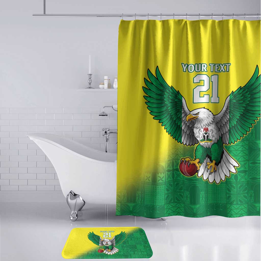 Custom Cricket African Nigeria Bathroom Set Najeriya Angry Eagle Flag Motif