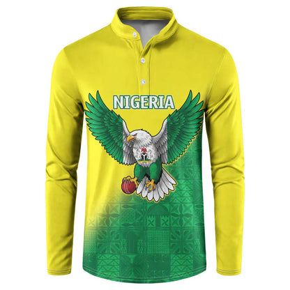 Custom Cricket African Nigeria Button Sweatshirt Najeriya Angry Eagle Flag Motif