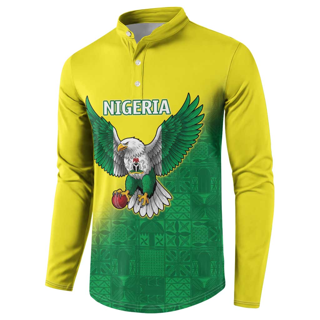 Custom Cricket African Nigeria Button Sweatshirt Najeriya Angry Eagle Flag Motif