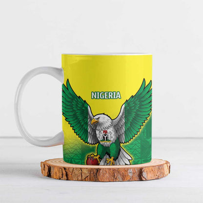 Custom Cricket African Nigeria Ceramic Mug Najeriya Angry Eagle Flag Motif