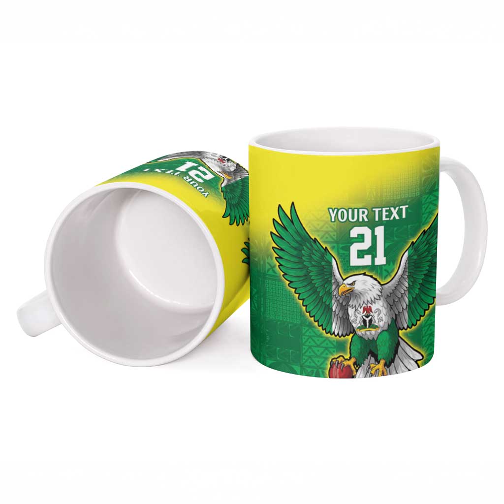 Custom Cricket African Nigeria Ceramic Mug Najeriya Angry Eagle Flag Motif