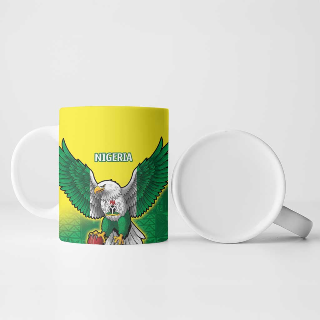 Custom Cricket African Nigeria Ceramic Mug Najeriya Angry Eagle Flag Motif