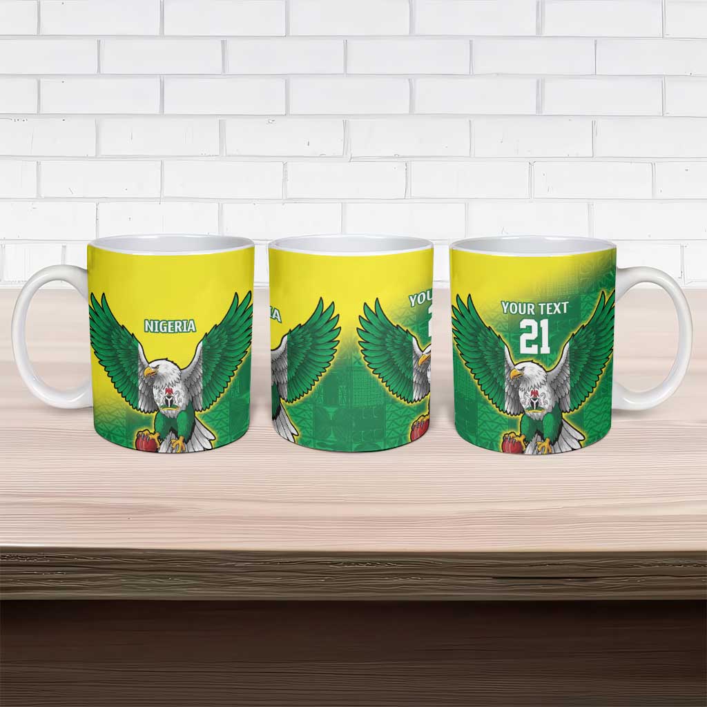 Custom Cricket African Nigeria Ceramic Mug Najeriya Angry Eagle Flag Motif