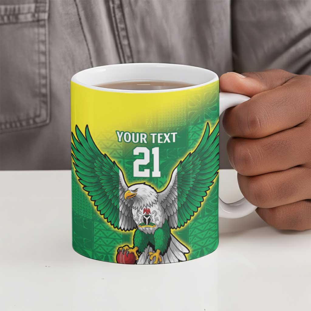 Custom Cricket African Nigeria Ceramic Mug Najeriya Angry Eagle Flag Motif