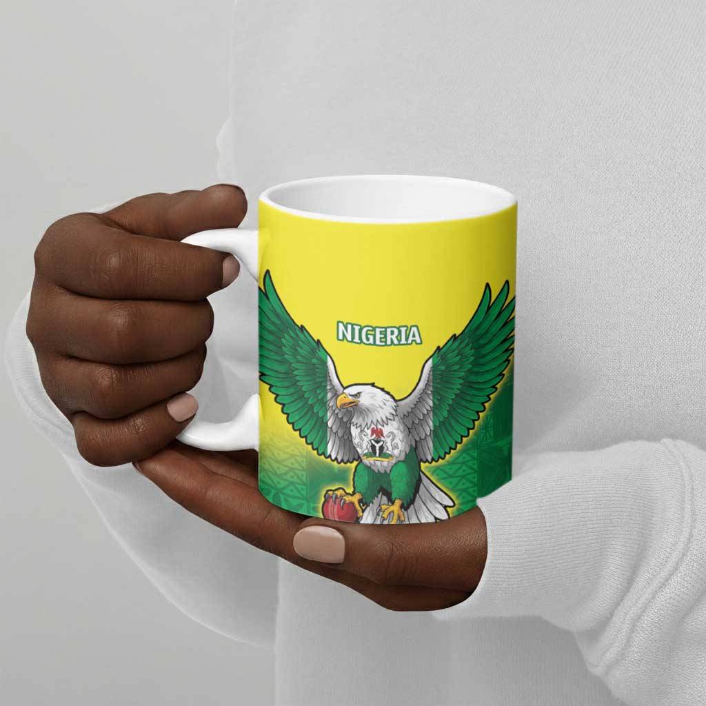 Custom Cricket African Nigeria Ceramic Mug Najeriya Angry Eagle Flag Motif