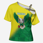 Custom Cricket African Nigeria Cross Shoulder Shirt Najeriya Angry Eagle Flag Motif