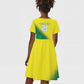 Custom Cricket African Nigeria Kid Short Sleeve Dress Najeriya Angry Eagle Flag Motif - African Pride